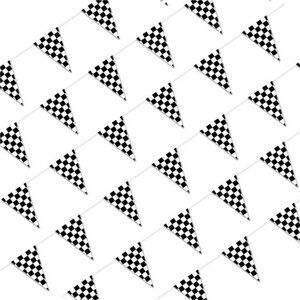 Piokio 100ft Black and White Checkered Flag Banner Racing Birthday Decorations,